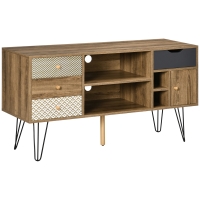 HOMCOM Móvel de TV com Prateleira de Armazenamento 4 Gavetas e Pés de Metal para Televisores de até 50 Polegadas 120x39x64cm Marrom