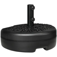 Outsunny Base de Parede para Chapéu de Sol Suporte Semicircular para Chapéu de Sol Preenchido com Areia 21kg ou Água 18kg para Jardim Pátio Terraço Exterior 50x31x18cm Preto(m-1)