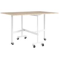 HOMCOM Mesa Dobrável de Cozinha para 4-6 Pessoas Mesa de Sala de Jantar Dobrável com Rodas e Laterais Dobráveis 120x80x73 cm Madeira(m-1)