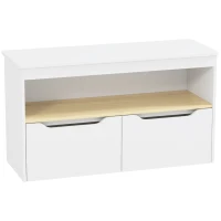 AIYAPLAY Organizador de Brinquedos Móvel de Arrumação Infantil com 2 Gavetas e Compartimento 80x30x45 cm Branco(m-1)