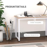 HOMCOM Schreibtisch Küchentisch Computertisch Arbeitstisch PC-Tisch Bürotisch Arbeitstisch für Zuhause MDF Weiß 120 x 60 x 76 cm(m-5)