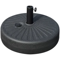 Outsunny Base de Chapéu de Sol de Jardim Recarregável de Água 22kg Suporte de Chapéu de Sol Redondo para Mastros de 38mm/48mm Portátil para Terraço Pátio Ø51x28cm Preto(m-1)