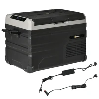 Outsunny Geleira Elétrica de Compressor Portátil 35L Geleira de Carro CC 127/24V até -20℃ com Ecrã LED Tátil e 2 Alças Laterais 60x40x44cm Preto(m-1)