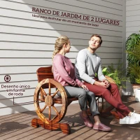 Outsunny Banco de Jardim de Madeira com Apoios de Braço em Forma de Roda Estilo Rústico 110x50x80 cm Nogueira(m-4)