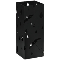 HOMCOM Suporte para Guarda-Chuvas com 4 Ganchos e Bandeja de Gotejamento Amovível Porta Guarda-Chuvas 15,5x15,5x41 cm Preto