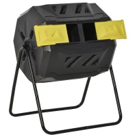 Outsunny 160L 360° Rotating Dual Chamber Composter - Yellow(m-1)