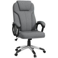 Vinsetto Cadeira de Escritório Giratória com Altura Ajustável Apoio para os Braços e Encosto Acolchoado de Linho Sintético 66x75x110-120 cm Cinza(m-12)