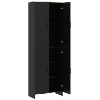 HOMCOM Armário de Cozinha com 4 Portas e Prateleiras Ajustáveis Anti-Tombo 60x30x170,5 cm Preto(m-1)