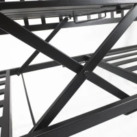 Outsunny Panchina da Esterno a 2 Posti , Panchina da Giardino con Tavolino Estensibile in Metallo 150 x 53 x 95 cm Nero(m-7)