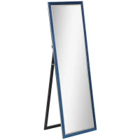 HOMCOM Espelho de Pé 50x150 cm Espelho de Corpo Inteiro com Estrutura em Veludo e Suporte para Sala de Estar Dormitório Azul(m-1)
