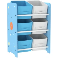 AIYAPLAY Estante para Brinquedos com 6 Caixas de Tecido não Tecido Amovíveis Organizador de Brinquedos para 43x30x60 cm Azul(m-1)