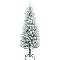 HOMCOM Árvore de Natal Artificial Coberta de Neve 150 cm com 317 Ramos e Suporte de Metal Árvore Natalícia para Sala Interior Verde