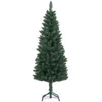 HOMCOM Árvore de Natal Estreita Árvore de Natal Tipo Lápis de 150 cm com Base Dobrável e 317 Ramos para Escritório Verde(m-1)