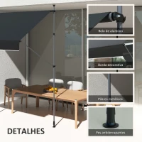 Outsunny Toldo Manual Retrátil 200x120 cm Toldo Exterior Enrolável Altura Ajustável com Manivela 210-310 cm Proteção UV30+  Preto(m-7)