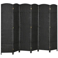 HOMCOM Biombo de 6 Painéis Separador de Ambientes Dobrável 240x170 cm para Sala de Estar Dormitório Escritório Preto(m-1)