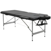 HOMCOM Marquesa Dobrável Mesa de Massagem Portátil com Altura Ajustável em 7 Posições 186x71x62-83cm Preto(m-1)