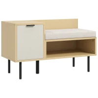 HOMCOM Banco Sapateira Sapateira de Entrada com Almofada Porta e Prateleira para Sapatos com Assento 80x35x47 cm Madeira(m-1)