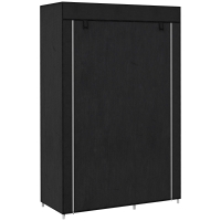 HOMCOM Roupeiro de Tecido Dobrável com 6 Prateleiras e 1 Barra de Pendurar para Dormitório Vestidor 103x43x162,5 cm Preto