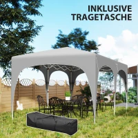 Outsunny 3 x 6 m Pop-up Pavillon mit Seitenwänden, UPF50+ höhenverstellbares Gartenzelt mit Tragetasche und Sandsäcken(m-7)