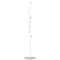 HOMCOM Cabideiro de Pé Cabideiro para Roupas com 8 Ganchos para Pendurar Bolsas Chapéus com Base de Mármore para Dormitório Corredor Entrada 35x35x170cm Branco(m-1)