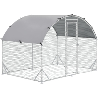 PawHut Galinheiro para Exterior para 4-6 Galinhas de Aço Galvanizado com Teto de Tecido Oxford 2,8x1,90x1,97 m Prata