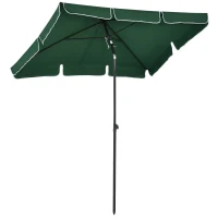 Outsunny Chapéu de Sol Retangular de Jardim 198x130x240cm Chapéu de Sol de Alumínio com Função de Inclinação para Terraço Pátio Exterior Verde(m-1)