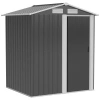 Outsunny Abrigo de Jardim de 2m² 152x132x188cm Abrigo de Exterior de Aço Galvanizado com Porta Corredeira e Ventilações para Armazenamento de Ferramentas Cinza(m-11)