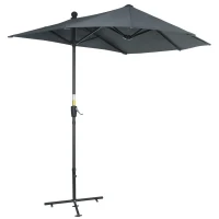 Outsunny Chapéu de Sol de Parede com Manivela Mastro de Aço Base Cruzada 190x200x240 cm Cinza(m-1)