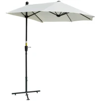 Outsunny Chapéu de Sol de Parede 190x200x240cm Chapéu de Sol de Jardim com Manivela Mastro de Aço Base Cruzada e Proteção Solar para Terraço Balcão Creme(m-1)