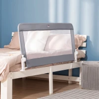 HOMCOM Barreira de Segurança de Cama para Crianças 120cm com Corda Ajustável Barreira para Camas com Tecido Removível e Lavável Proteção Antiquedas 120x28x60cm Cinza(m-2)