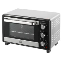 HOMCOM Mini Forno 16L 1400W com 3 Modos de Aquecimento Temperatura até 230°C Temporizador 60 Minutos 44x32x28,1 cm Prata(m-1)