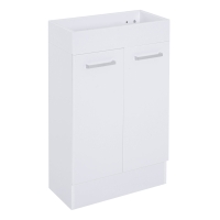 kleankin Móvel de Casa de Banho com Lavatório Cerâmico Móvel de Casa de Banho de Parede com 2 Portas Estilo Moderno 50x86x25 cm Branco