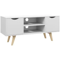 HOMCOM Móvel de TV Moderno para Televisores de até 50 Polegadas com 2 Armários e 2 Prateleiras Abertas 110x39x50 cm Branco(m-1)