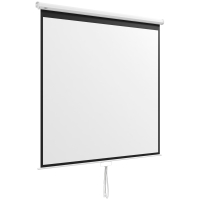 HOMCOM Tela de Projeção Manual de 99 Polegadas Tela de Projeção Portátil Formato 1:1 para Interior e Exterior 178x178 cm Branco