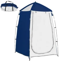 Outsunny Tenda de Duche Campismo Portátil UV+25 Tenda para Casa de Banho Trocador com Janela e Bolsa de Transporte 123x121x98cm Azul(m-1)