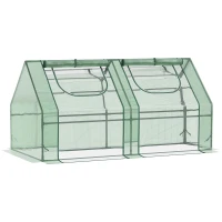 Outsunny Estufa Pequena Estufa de Exterior com Proteção Dupla Janelas Estufa para Cultivos de Plantas e Flores 180x90x90 cm Verde(m-1)