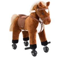 HOMCOM Cavalo para Crianças acima de 36 Meses com Rodas Sons de Relincho e Pedais Carga 60 kg 55x23x60 cm Marrom(m-1)