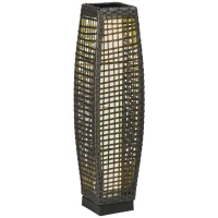 Outsunny Candeeiro Solar de Vime Sintético com Luzes LED Ligar/Desligar Automático para Varanda Pátio 21x21x78cm Cinza(m-1)