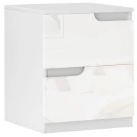 HOMCOM Mesa de Cabeceira Moderna Mesa de Cabeceira com Gavetas Mesa Auxiliar para Dormitório Sala de Estar 40x40x48 cm Branco(m-1)