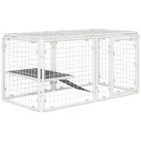 PawHut Recinto Modular para Animais de Estimação Recinto para Coelhos com 9 Painéis de 68x68,2x2,5cm Trava e Escada para Cobaias Desenho DIY Branco(m-1)