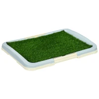 PawHut Sanita para Cães com Relva Artificial Grade e Bandeja Desmontável para Adestramento de Cães 63x48,5x6 cm Multicor(m-1)
