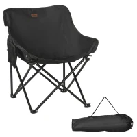 Outsunny Cadeira de Campismo Dobrável Cadeira de Pesca Portátil com Bolsa de Transporte e Estrutura de Aço 61x54x66 cm Preto(m-1)