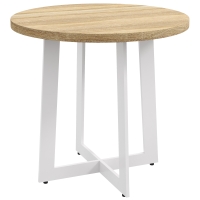 HOMCOM Mesa de Cozinha Redonda para 4 Pessoas Moderna com Tampo de Madeira e Base de Aço Cruzada Ø80x75 cm Carvalho