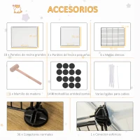 PawHut Recinto para Animais de Estimação Pequenos DIY com 21 Painéis de Resina e 6 Painéis de Arame  140x70x90cm Transparente e Preto(m-6)