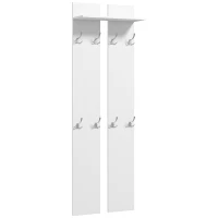 HOMCOM Móvel Cabide de Entrada de Parede Móvel de Entrada Moderno com 8 Ganchos e Prateleira  55x21,3x170 cm Branco(m-1)