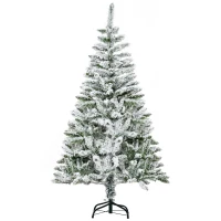 HOMCOM Árvore de Natal Artificial 150 cm com Neve Ignífugo com 358 Ramos Folhas de PVC Abertura Automática Base Dobrável Verde(m-1)