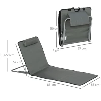 Outsunny Conjunto de 2 Esteiras de Praia Dobráveis 124x53x50cm com Encosto Ajustável e Apoio para a Cabeça Esteira de Praia Tecido Oxford Aço com Bolsa de Transporte Cinza(m-3)