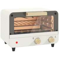 HOMCOM Forno Elétrico de Mesa Mini Forno de 12L 750W com Temporizador e Temperatura Ajustável até 230℃ 31,5x27,7x22,7 cm Branco(m-1)