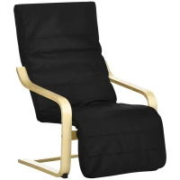HOMCOM Poltrona Relax com Apoio para os Pés Ajustáveis Poltrona Estofada em Tecido com Estrutura de Madeira 66,5x94x100 cm Preto(m-1)