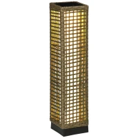 Outsunny Candeeiro Solar de Vime Sintético com Luzes LED Ligar/Desligar Automático para Varanda Pátio 15,5x15,5x69cm Marrom Areia(m-1)